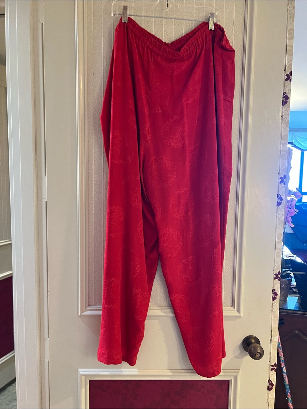 Citron Red Elastic-Waist Track Pants